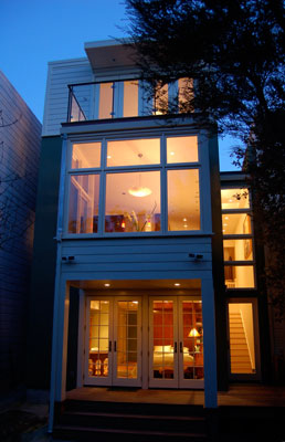 Exterior view of new addition in the rear garden.