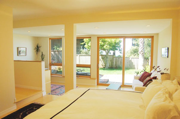Basement remodel - master suite looking onto garden.