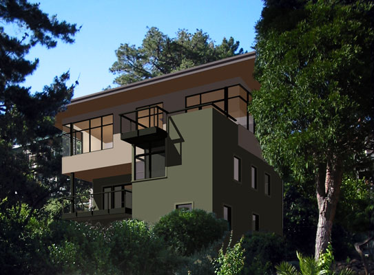 Composite image showing the new second floor addition and roof deck
