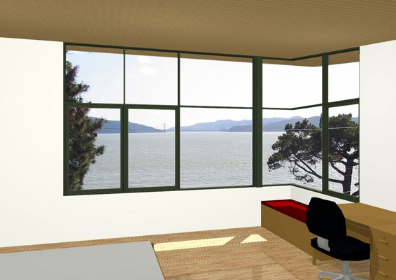View from Bedroom overlooking the San Francisco Bay with Angel Island and the Golden Gate Bridge in the distance