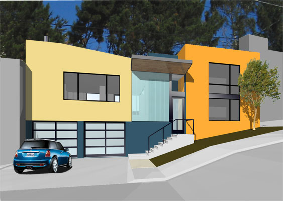 This San Francisco remodel and addition gives the home a new street facade and creates a private refuge at the rear yard.  A new double height entry and revised proportions redefine the public identity of the home.